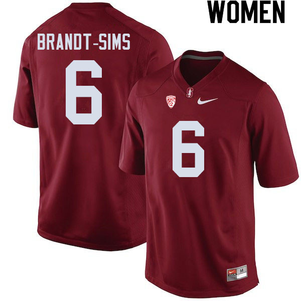 Women #6 Isaiah Brandt-Sims Stanford Cardinal College Football Jerseys Sale-Cardinal - Click Image to Close